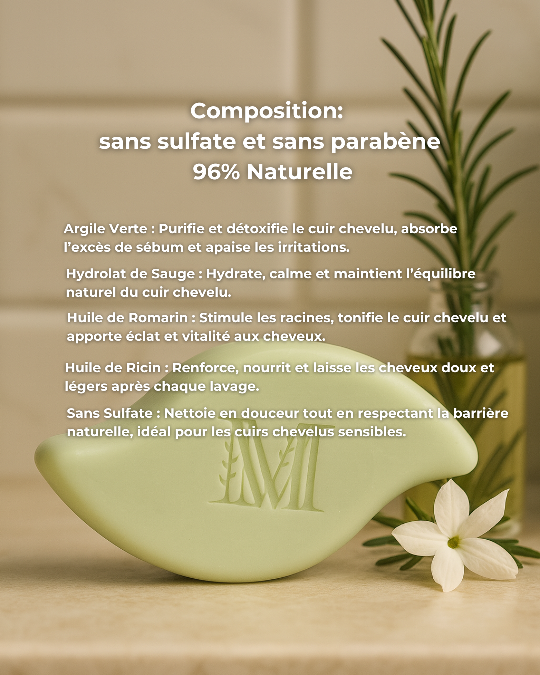 Shampoing solide régulateur