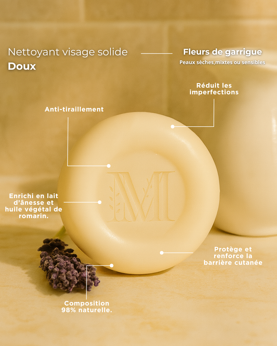 Nettoyant solide peau sensible Garrigue
